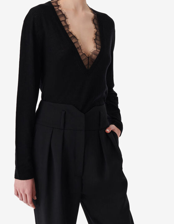 LACE V-NECK SWEATER